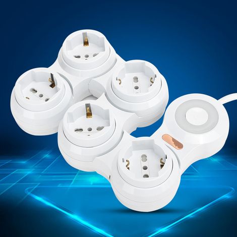 Multiprise 5 Prises avec Indicateur Lumineux et Interrupteur, 10A 220V-250V (Fiche UE) (1/5)
