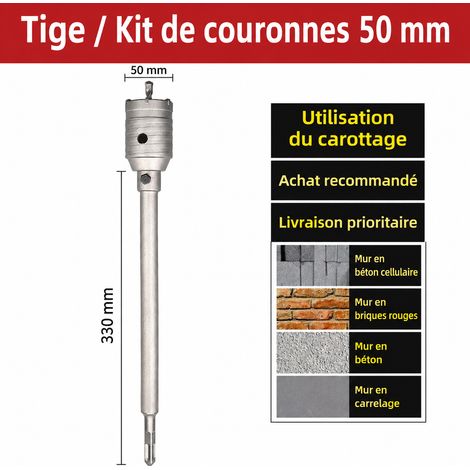 Scie trépan pour béton et maçonnerie Kit 50 mm à tige carrée pour perforateur 1 g – Livraison gratuite (1/4)