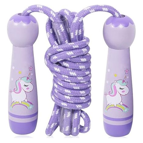 skipping rope adjustable skipping rope wooden handle cotton skipping rope (1/5)