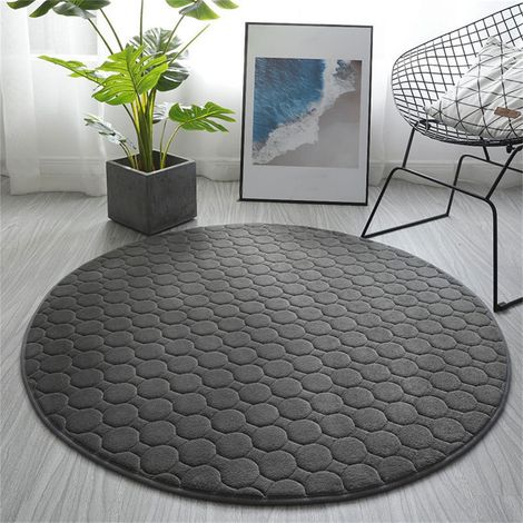 Tapis De Bain Ronde - Mousse Mémoire - Absorption Eau Rapide - Antidérapant - 80 x 80 cm - Gris Foncé (1/4)