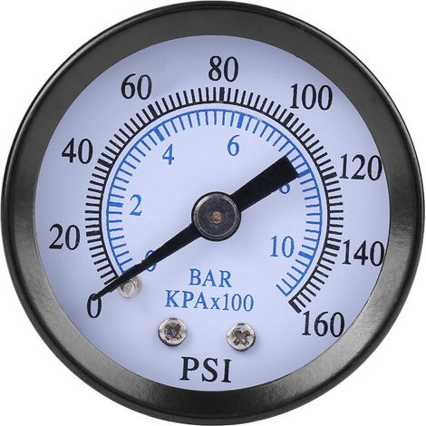 Mini Pressure Gauge, 1/8" NPT Pressure Gauge for Fuel, Oil, Water and Water 0-160 psi/0-10 bar (1/5)