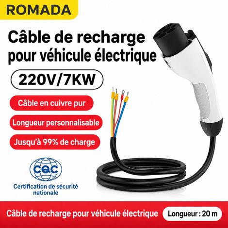 Câble et pistolet de recharge borne véhicule électrique 32A pistolet 7kW câble 20 m AC 220V 7 trous – Livraison gratuite