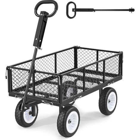 Pour Jardiniers Poignée Réglable et Attelage Quad Chariot de Transport 408 kg Roues PU 10 Pouces TC-900B Noir (1/5)