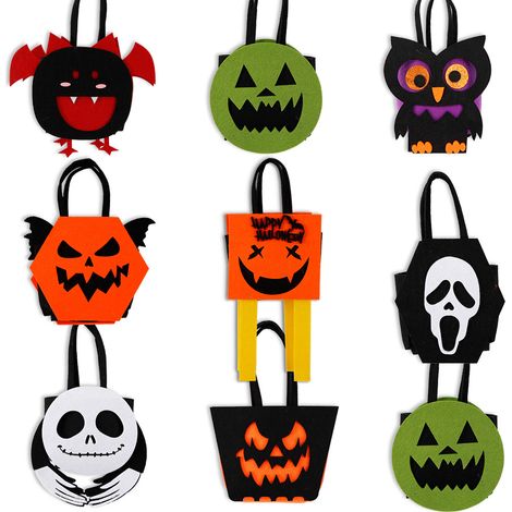 Sacs à bonbons 3D non tissés pour Halloween, réutilisables, avec un joli motif de personnages pour la décoration et les photos de fêtes d'enfants. (1/5)