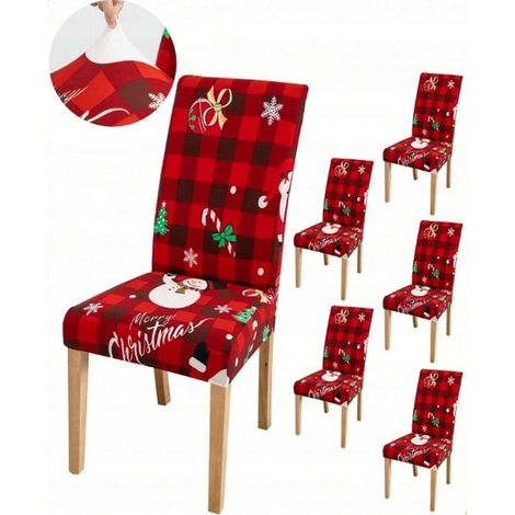 Ensemble de 6 housses de chaises de Noël, décorations et ornements de Noël (1/5)