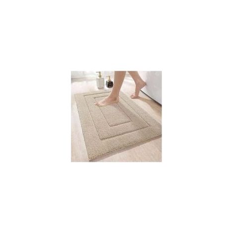 Alfombrilla de baño antideslizante beige, 40x60 cm, microfibra, suave y absorbente, lavable a máquina, alfombrilla de ducha extragruesa - Crezuo (1/4)