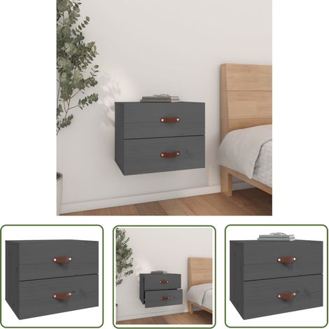 The Living Store Table de chevet murale Gris 50x36x40 cm - Table De Chevet Murale - Meuble De Rangement Mural - Étagère Murale - Commode Murale - Bureau D'appoint Mural (1/5)