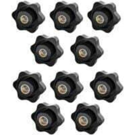Bouton de Serrage M6, Ecrou Étoile, Écrou De Serrage M8, Bouton de Serrage à Filetage Moleté, Étoile Tête Écrous De Serrage Bouton, pour les Mécaniques,L'industrie,Mobilier,Équipements,10 Pack (1/4)