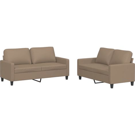 Maison Exclusive - Set di Divani 2 pz con Cuscini cappuccino in Similpelle
