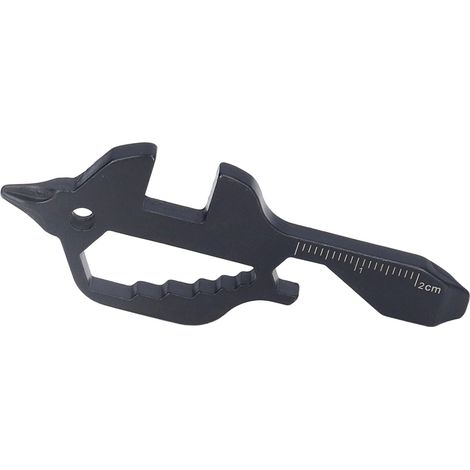 Multifunktionales, fischförmiges Taschenwerkzeug aus Edelstahl mit Schlüsselring, Flaschenöffner, Schraubenschlüssel und Lineal (schwarz) (1/5)