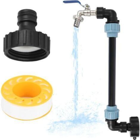 Robinet col de cygne IBC 3/4", étanche et anti-fuite, montage et démontage faciles pour réservoirs IBC, seaux d'eau de pluie 1000 l, réservoirs d'eau de pluie agricoles, jardin - Bleu (1/5)