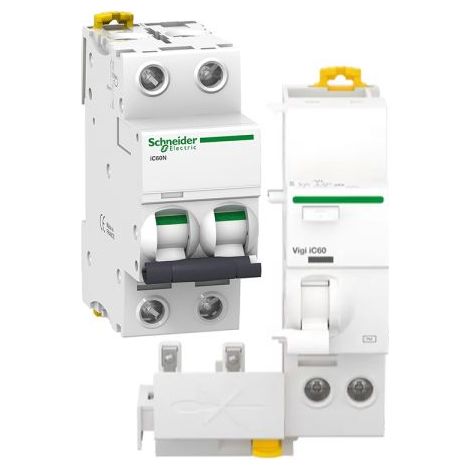 Schneider Electric Blocco differenziale QuickVigi iC60 2P 25A 30mA AC + Interruttore magnetotermico iC60N 2P C 25A 6000A