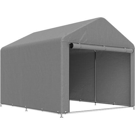 Capanno da Giardino 2x2,4 m Impermeabile Porta Avvolgibile e Telaio in Metallo Grigio Chiaro (1/5)