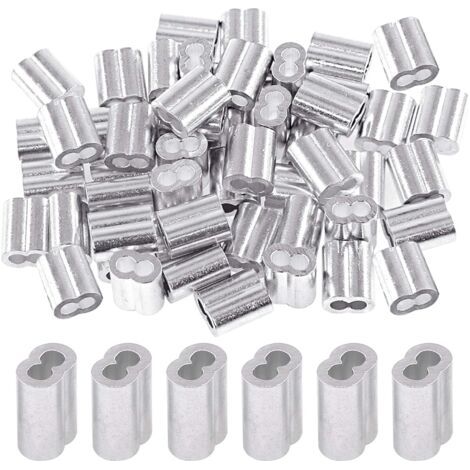 Lot de 150 manchons à sertir en aluminium de 3 mm pour câble métallique et extrémité de câble (0,3 cm - 150 pièces) (1/5)