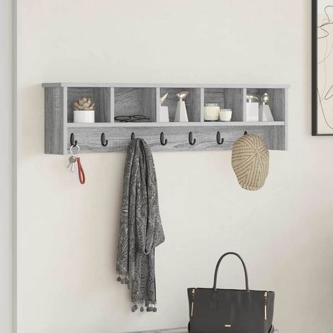 Perchero de pared con estante Gris  100 x 16 x 26 cm