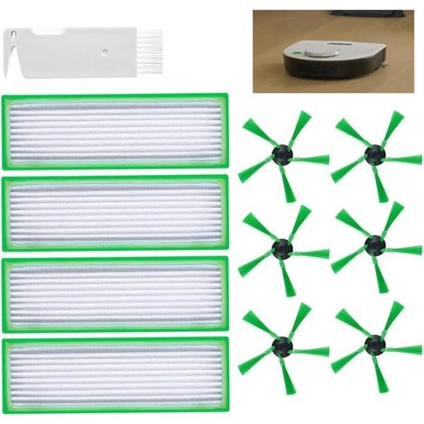 Kit d'accessoires 11 pièces pour aspirateur robot Vorwerk VR200 VR300 – 4 filtres HEPA – 6 brosses latérales – Brosse de nettoyage efficace (1/5)