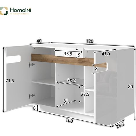 Flur- Garderobenschrank weiß aus Polyester 120 x 40 x 80 cm HOMAIRE (1/5)