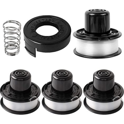 Bobina di filo per decespugliatore compatibile con A6226-XJ A6226 RS-136-BKP RS-136, adatta per Black+Decker GL250, GL310, GL360, GL360SB, CST500, CST800, Ø1,65mm-6,1m (4 bobine + 1 coperchio + 1 moll
