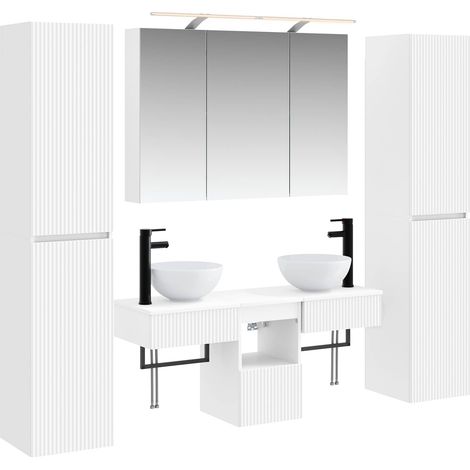 Ensemble de mobilier de salle de bain 6 pcs Blanc vidaXL (1/5)
