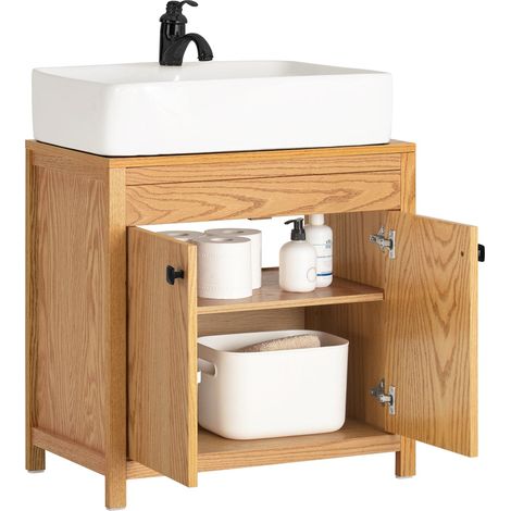 Mueble para Debajo del Lavabo Fregadero Armario de Baño Armario de Almacenaje de Suelo 2 Puertas 60 x 35 x 60 cm BZR98-N SoBuy ES (1/5)