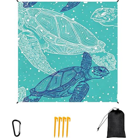 200 × 210 cm - Couverture de plage sans sable - Imperméable - Fonction extérieure - Tapis de plage XXL en microfibre avec poches d'angle - Couverture de pique-nique d'extérieur pour plage, randonnée (1/5)