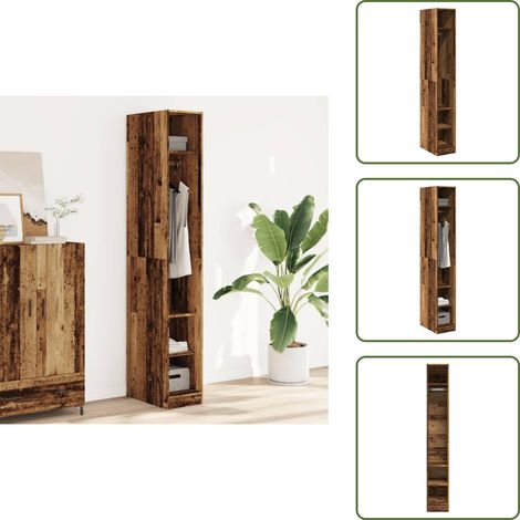 Kleiderschrank Altholz-Optik 30x50x200 cm Holzwerkstoff - Kleiderschrank - Kleiderschränke - Schrank - Kleidung Organizer (1/5)