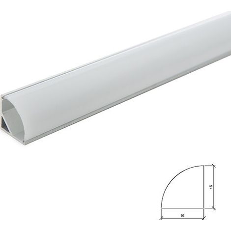 Profilo Alluminio Per Striscia LED Installazione Angoli - Diffusore Latteo x 1M (1/4)