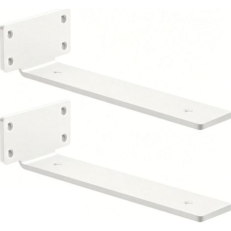 Lot de 2 Equerre Etagere Murale (Blanc 30 cm),Supports Pour étagères Lourdes Industrielles,Equerre Charge Lourde,Supports en L,4 mm d'épaisseur avec Vis (1/5)