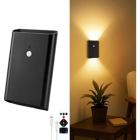 Applique murale à piles avec détecteur de mouvement : applique rechargeable, détecteur de mouvement pour éclairage de placard, éclairage magnétique pour escalier, applique sans fil pour usage intérieu (1/5)