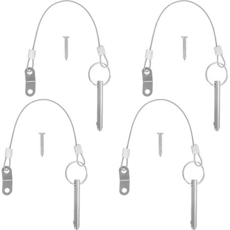 Lot de 4 goupilles à dégagement rapide, diamètre de goupille supérieure de 6,3 mm, longueur totale de 51 mm, longueur effective de 40 mm avec cordons en acier inoxydable 316