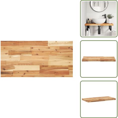 The Living Store Dessus de meuble de salle de bain finition à l'huile 100x40x4cm - Comptoir en bois d'acacia (1/5)