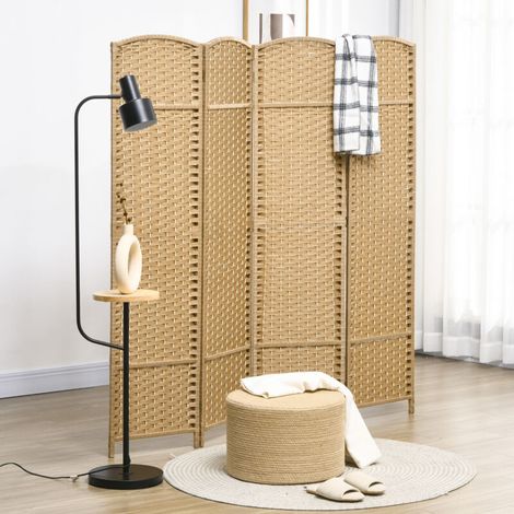 Cloison amovible Paravent interieur en bois 4 panneaux 160 x 170 cm séparateur de pièce pliable pour salon, chambre à coucher, naturel (1/5)