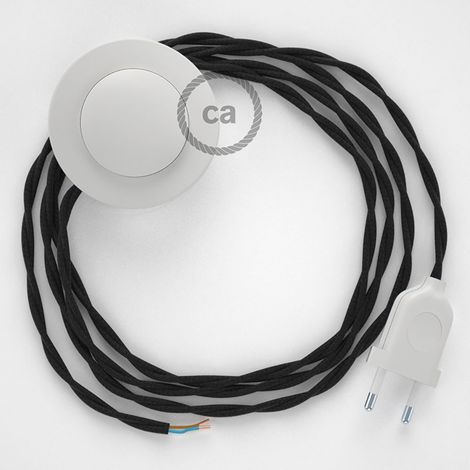 Creative-Cables Câblage pour lampadaire – (Câble coton 3 m, noir TC04, fiche EU et interrupteur blancs, 2x0,75 mm²) – Interrupteur bipolaire en ligne – Normes de sécurité conformes (1/5)