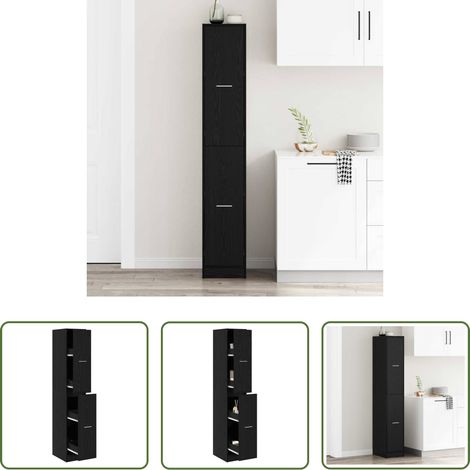 vidaXL Meuble de rangement - Cabinet de Pharmacie Chêne noir 30 x 41 x 174.5 cm (1/5)
