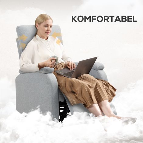 Fauteuil relax TV inclinable, siège de repos rembourré en lin, méridienne avec ressorts ensachés, chaise longue pour salon, supporte 150 kg, gris (1/5)