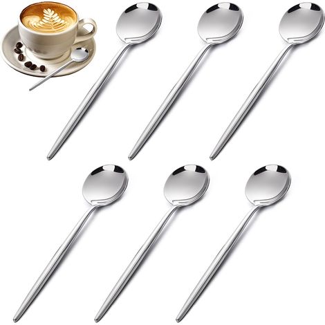 6 Pièces Mini Cuillères en Acier Inoxydable, Petite Cuillère à Dessert Cuillère à Café Expresso, Polies Miroir, Set pour Dessert, Café, Crème Glacée (1/5)