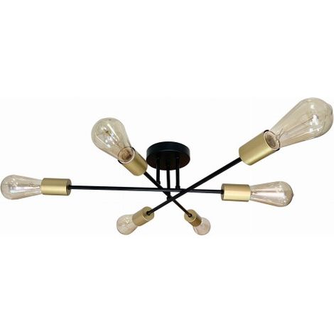 Plafonnier minimaliste noir/or 6xE27 Crespilo Candellux