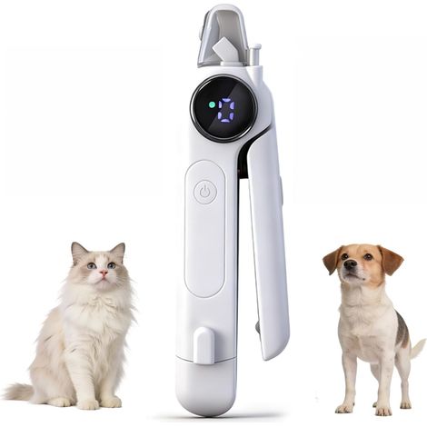 2-in-1-Hundekrallenschere und -nagelfeile mit LED-Licht und intelligentem Display. Wiederaufladbarer elektrischer Hundekrallentrimmer mit 3 Geschwindigkeitsstufen (1/5)