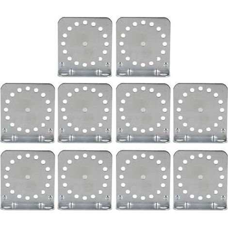 10 Supports d'angle galvanisés, équerres de fixation pour clôture électrique sur tige ronde. Lot de 10 pièces. (1/5)
