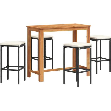 Maison Exclusive - Set Bar da Giardino 5 pz Nero in Legno Acacia e Polyrattan