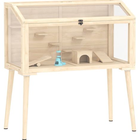 Gabbia per criceti 110x52x101 cm in legno e PET con accessori, legno naturale - CHICFURN (1/5)