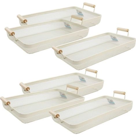 Porte-fichiers de bureau - JUANIO - Lot de 6 - Blanc/naturel - Résistant et étanche - 43 x 26 x 6.5 cm