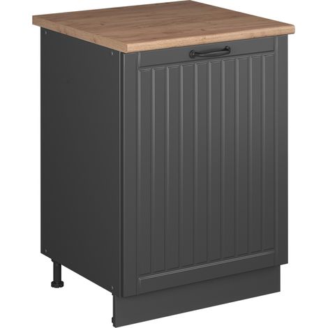 Mobiletto base cucina Fame-Line, Grigio scuro/Antracite, 60 cm 1 anta con piano di lavoro, Vicco (1/5)