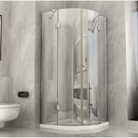 Box Doccia Tondo 80x80 90x90 8 mm 2 ante Battente Semi Circolare Vetro Cristallo - Misura Semicircolare 80x80 (1/4)