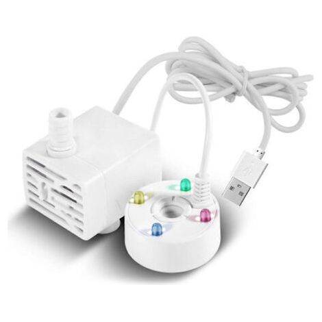 Mini pulvérisateur à pompe à eau USB 5V avec lumière LED, idéal pour les fontaines d'intérieur, les bassins de jardin et les jeux d'eau. (1/5)