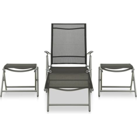 Maison Exclusive - Set Divani da Giardino 3 pz in Textilene e Alluminio Argento