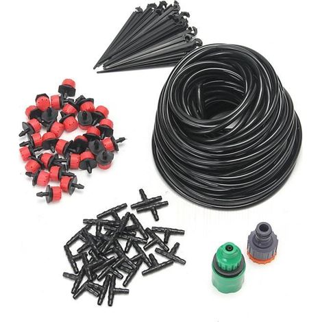 1 kit irrigation goutte-à-goutte DIY, micro-système 25 m, tuyau plastique pour jardin potager et balcon (1/4)