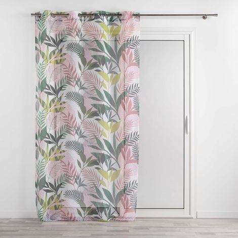 Voilage a oeillets 140 x 240 cm voile sablé imprimé Assana Rose (1/5)