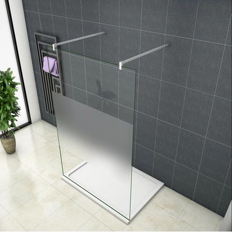 Mamparas ducha Panel Pantalla Fija Vidrio laminado de film seguirdad a pureba de explosiciones 8mm 77x200cm-Dos Barras de Fijación 90cm (1/5)