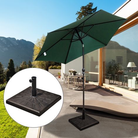 Base carrée pour parasol en résine, compatible poteaux Ø3.8/4.8cm, dimensions 47x47x32cm (1/5)
